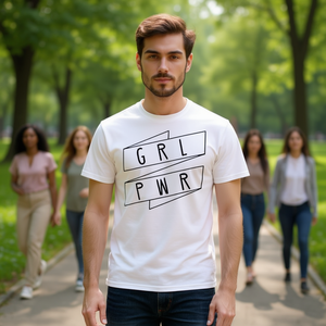 Grl Pwr Icon Simple Feminist Girl Power Camiseta unisex para adultos talla mediana - Product Image 3