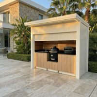 Abri de cuisine extérieur en acier inoxydable résistant aux intempéries avec porte à enroulement télécommandée, barbecue de haute qualité pour jardin