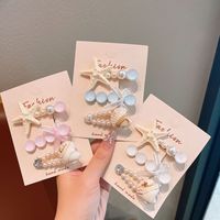 Épingle à cheveux mignonne faite à la main, style Fille de l'Océan, avec perle, coquillage et étoile de mer, accessoire pour franges de fête