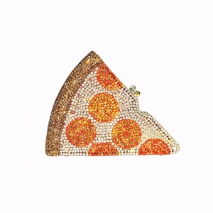 Bolso de Noche de Lujo para Mujer con Diseño de Pizza, Brillante con Pedrería, Cartera de Mano con Cadena Desmontable para Festivales, Halloween, Navidad - Product Image 6