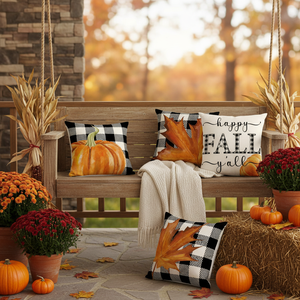 18x18 Fall <b>Pillow</b> Covers Thanksgiving Farmhouse Decorative & <b>Throw</b> <b>Pillows</b> Buffalo Plaid Pumpkin Maple Leaf Outdoor Decor Co - Product Image 3