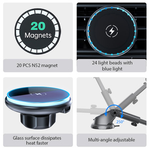 Ímã de carregamento rápido 15W para painel do carro, suporte para celular, carregador sem fio com suporte magnético para iphone e carro - Product Image 5
