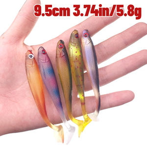 Esca morbida artificiale da pesca con fondo a coda a T 9.5cm/5.8g in PVC PVC oceano spiaggia di pesce d'acqua salata attira lo squalo uomo DR40 - Product Image 3