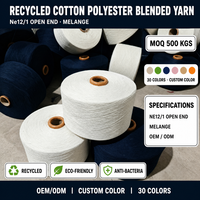 Fil recyclé coton polyester en gros, fil OE mélangé pour chaussettes, gants, tissus à tricoter, fil de serpillière régénéré