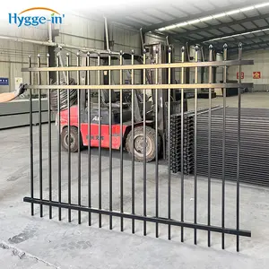 2x1.5m Cheap Modern building material black galvanized steel metal fence panels picket ornamental fence wrought iron fence