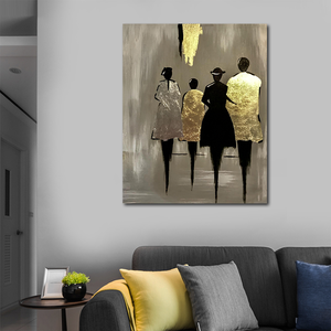 Nordische Abstrakte Kunst Goldene Figuren Dekoratives Gemälde Wohnzimmer Hintergrundwand Eingangsbereich Ölgemälde Wandbehang - Product Image 3