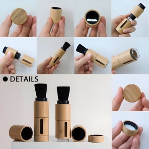 Pinceau en poudre <span class=keywords><strong>de</strong></span> bambou en bois durable en matériau naturel Pinceau distributeur <span class=keywords><strong>de</strong></span> poudre cosmétique Emballage cosmétique en bambou - Product Image 3