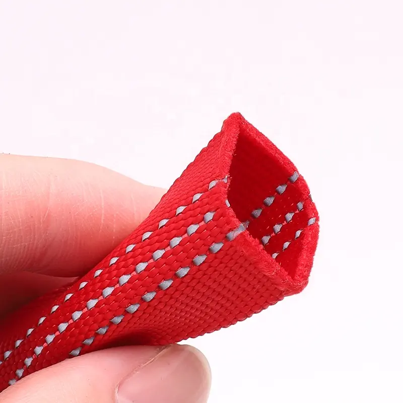 tube hollow webbing nylon reflective Car Safety Seat Belt Webbing Strap Printed Polyester Webbing Strap for Pet Dog Collar Leas