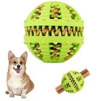 8cm Durable balle en caoutchouc souple jouets à mâcher pour animaux de compagnie nettoyage des dents et fuite nourriture chien jouets