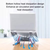 Support pour ordinateur portable en alliage d'aluminium réglable à 7 vitesses, pliable et portable, avec fonction de levage et de refroidissement