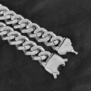 Collar <span class=keywords><strong>de</strong></span> <span class=keywords><strong>Cadena</strong></span> Cubana Chapado en Plata/<span class=keywords><strong>Oro</strong></span> <span class=keywords><strong>Blanco</strong></span> para Mujer, Estilo Hip Hop, <span class=keywords><strong>con</strong></span> Circonitas Brillantes y Cierre <span class=keywords><strong>de</strong></span> Resorte, 18 Pulgadas, Joyería <span class=keywords><strong>de</strong></span> Compromiso - Product Image 6