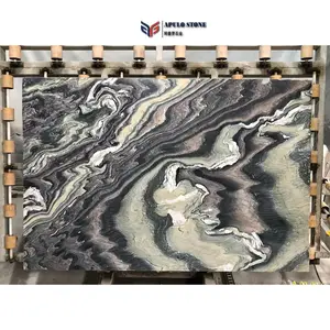 Factory Apulostone Luxury Mountain Landscape Wave Vein Green Purple Slabs Marble Italian Marble For Hotel And Wall Background