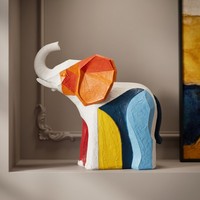 Figurine décorative éléphant en résine style minimaliste Dopamine, pour salon, entrée, meuble TV, bibliothèque, animal coloré