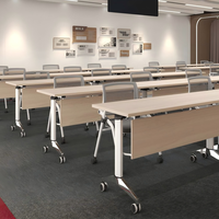 Table de formation pliable et mobile avec panneau en fer, hauteur réglable, table d'ordinateur roulante, usage commercial, salles de réunion, formations