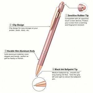 Personalized Ballpoint With Logo 2 in 1 Capacitive <b>Multi</b> Function Metal Stylus Promotional Gift Rose Gold Ball Point <b>Pen</b> - Product Image 4