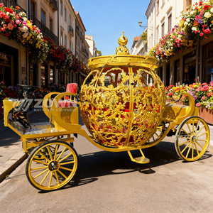 Carrosse électrique Cendrillon en fer forgé orné de motifs royaux, taille et couleur personnalisables, pour cérémonie de mariage en extérieur et photographie - Product Image 2
