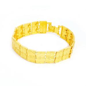 JXX Fashion Bracelet chaîne cubaine en laiton plaqué or 24 carats pour hommes et femmes, avec fermoir de montre, large, motif floral, bijoux en gros - Product Image 4
