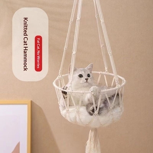 Hamaca Bohemia para Gatos, <span class=keywords><strong>Cama</strong></span> <span class=keywords><strong>Colgante</strong></span> Tejida a Mano para Mascotas, Cesta Cómoda para Jaula, <span class=keywords><strong>Cama</strong></span> para Mascotas - Product Image 3