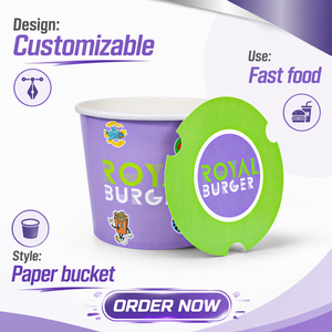 Seau en papier pour poulet frit blanc, écologique, imprimé sur mesure, fabriqué, recyclable, biodégradable, résistant à la graisse, ZJPACK - Product Image 1