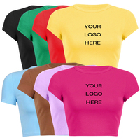 T-shirts courts personnalisés pour femmes, style Baby Tee, couleur unie, sexy, à manches courtes, coupe ajustée, respirants, en polyester, décontractés, streetwear Y2K