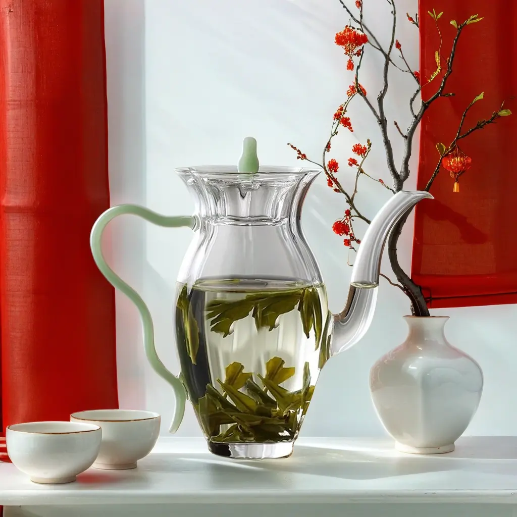 Alta borosilicato di vetro teiera caraffa di vetro multicolore manico per tè a forma di fiore a forma di fiore resistente alle alte temperature
