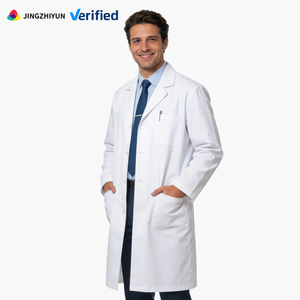 Camice da Laboratorio a Lunghezza Media 65% Poliestere 35% <span class=keywords><strong>Cotone</strong></span>, Vendita Diretta dalla Fabbrica, Polsini Dritti, Abbigliamento Medico Comodo e Traspirante - Product Image 1