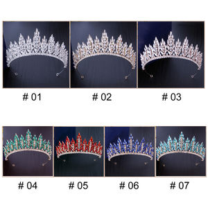 Logo personnalisé feuilles cristaux mariée mariage diadème OEM/ODM couronnes de <span class=keywords><strong>princesse</strong></span> pour Quinceanera strass couronne décorative en métal - Product Image 5