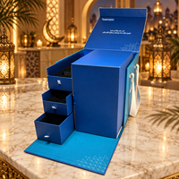Boîte cadeau de luxe personnalisée pour le Ramadan avec tiroirs, emballage rigide en papier magnétique pour dattes, parfums, cadeaux d'entreprise pour l'Aïd, vente en gros OEM
