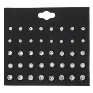 Ensemble de 20 paires de boucles d'oreilles en fausses perles et strass, bijoux élégants simples et assortis pour femmes, en alliage de zinc et acier inoxydable - Product Image 5