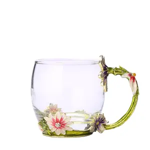 Ручная работа Хрустальное стекло 3D чашки с цветком чайная кружка с чайной ложкой женский кофе, чай, сок, пиво, молоко горячие и холодные напитки использование Gif