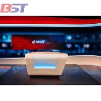 Estación de TV, escritorio de entrevistas de noticias, mesa de transmisión de programas de YouTube, se puede personalizar, escritorio de transmisión de estudio de estación de Radio