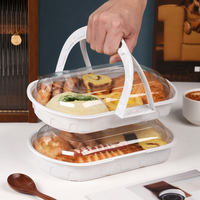 Boîte à pique-nique en plastique PET recyclable transparente avec poignée, 100 pièces, boîtes à dessert carrées thermoformées, pour le thé de l'après-midi, les gâteaux, la boulangerie, les cadeaux, à emporter