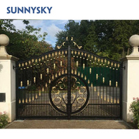 Portail battant en fer forgé personnalisé Sunnysky, portails automatiques pour allées de villas à prix raisonnable