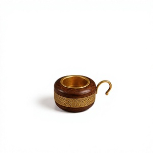<b>Sandalwood</b> Incense Burner Wooden Aromatic Diffuser with Gold Base for Home Fragrance and Aromatherapy All-Season Use Ramadan Eid - Product Image 1
