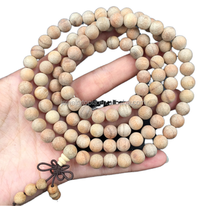Perles de prière Mala en bois de camphre chinois naturel, 108 pièces, certifiées par un tiers, boîte Jewelrytopia, fabriquées en Chine, modèle - Product Image 3