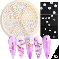 Perles pour ongles 3D de tailles variées, élégantes, blanches, à paillettes, rondes et demi-rondes, breloques et décorations pour ongles DIY