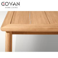Ensemble de table à manger d'extérieur minimaliste moderne, construction en teck massif, résistant aux intempéries, meubles de patio pour jardin et terrasse