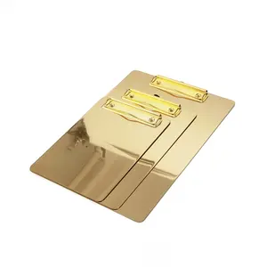 Maxery Papier Bestand Kantoor Vergadering A4 A5 A6 Rvs Gold Metal Map Custom Logo Opslag Verpleging Clip Board Klembord