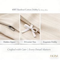 Ensemble de housse de couette HONI Organic Natural 400TC, literie de luxe sexy, housses de couette avec fermeture à glissière (sans couette)
