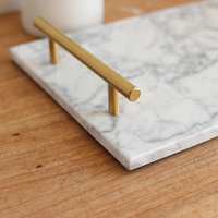 Oneup-plateau en marbre naturel, série starlight de haute qualité, fait à la main et populaire, plateau de service en métal pour décoration de maison et d'hôtel