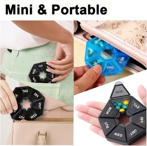 Boîte à pilules carrée portable, mini, écologique, moderne, multifonctionnelle, 7 jours, logo personnalisé, 7 compartiments, rangement en plastique pour pilules et capsules - Product Image 4
