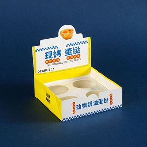 Custom Eco-Friendly Food Grade Embossed Recyclable Kraft <b>Paper</b> Egg Tart Box with Window for Bakery Packaging - Product Image 5