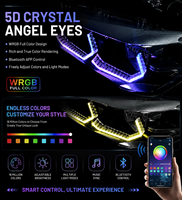 Feux de jour à LED VAHID 5D Crystal Angel Eyes DRL T8-09, anneau halo WRGB, contrôle par application, installation facile, éclairage de retrofit.