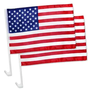 Bendera negara Amerika Serikat 30x45cm, satu sisi bendera jendela mobil untuk kegiatan yang dapat disesuaikan