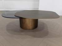 Table basse nuage moderne de luxe en acier inoxydable avec plateau en verre, ensemble de meubles de salon, facile à nettoyer, qualité supérieure - Grande Vente