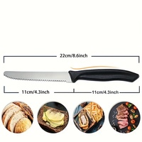 Ensemble de couteaux de cuisine en acier inoxydable vibrant de qualité supérieure 6 pièces avec poignée en plastique PP outils de coupe de pain et de tomate dentelés durables