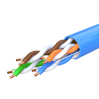 Kabel Jaringan 0.4mm UTP Unshielded Cat 5e CCA (Copper Clad Aluminum) Kabel Ethernet Twisted Pair Indoor dengan Selubung PVC, 4 Pasang