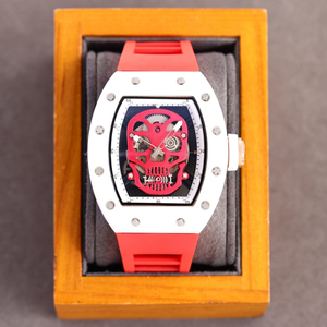 Top 052 <b>Watch</b> White Ceramic Red Skull Tonneau <b>Case</b> Long Range Men's Hip Hop Personalized Mechanical <b>Watch</b> - Product Image 2