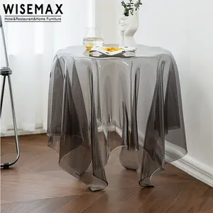 WISEMAX mobilya Modern otel restoran dekor yan uç masa şeffaf gri yuvarlak akrilik sehpa