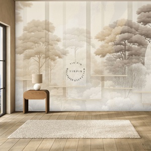Papel Tapiz Autoadhesivo Moderno con Relieve, Impermeable, Botánico, Abstracto, Mural Artístico de Paisaje Forestal Nostálgico, Fácil de Instalar en Dormitorios y Salas de Estar - Product Image 3